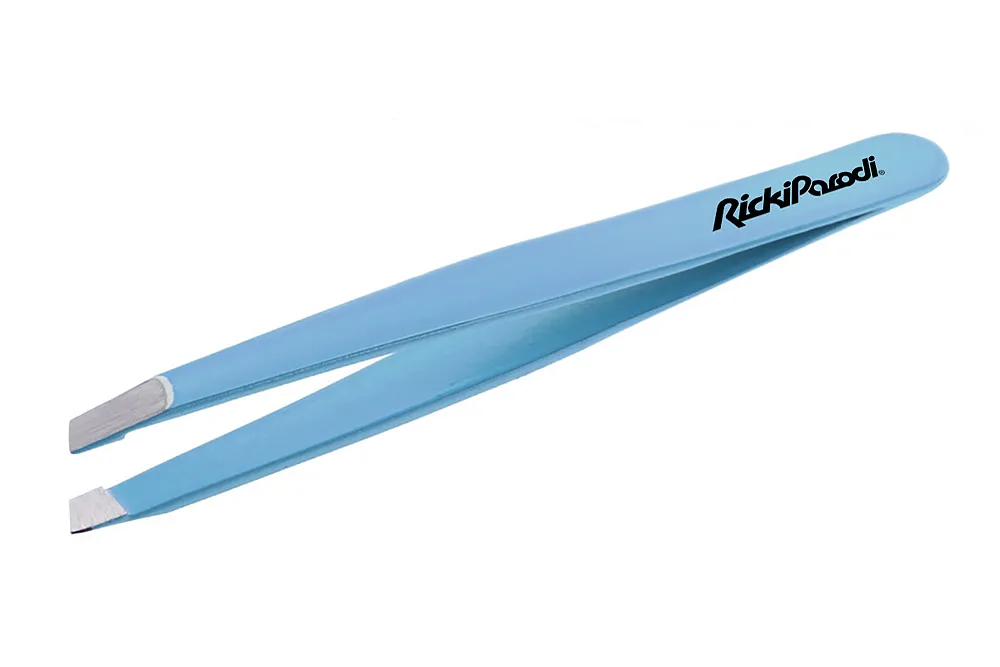 Pinzas Rickiparodi Biseladas Acero inoxidable Azules 9 cm