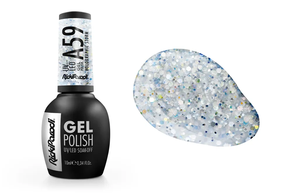 Esmalte en gel UV RickiParodi Tormenta Holográfica A59 10 ml